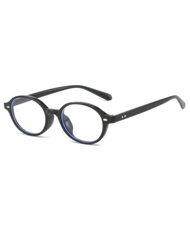 Tech-Line-Direct Fashion Accessories Fashionable Small Oval Glasses for women and men narrow oval frame 90s retro shades of black frame + clear lens