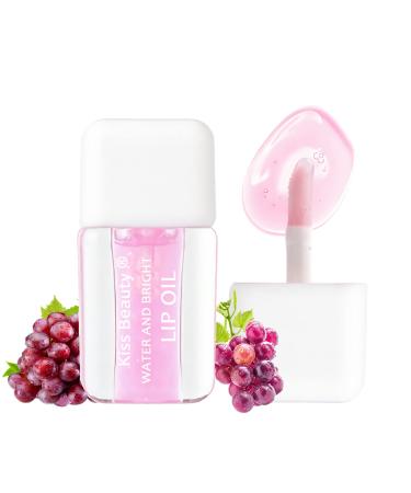 Plumping Lip Oil,Lip Gloss Hydrating Tinted Lip Balm Lip Care Transparent Toot Lip Oil Tinted Lip Glow Oil Long Lasting Nourishing Non-sticky Repairing Lightening Lip Lines Shine Primer Lip Tint(Grape)