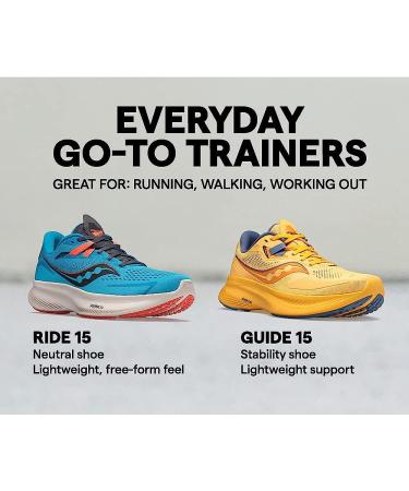 Saucony Women's Ride 15 Running Shoe 8.5 - Cool Mint/Acid | Lightweight and Cushioned - Buy Online on GoSupps.com