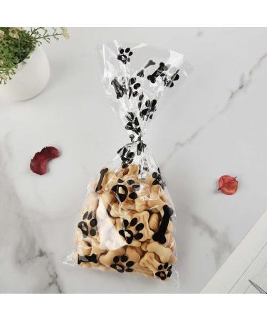 Mosoisy 100 Pack Paw Print Clear Cellophane Bags | Dog Paw Treat Bags 10.5X5 with Ribbon & Twist Ties | Dog Gift, Candy, Cookie & Treat Bags - Perfect for Dog Party Favors & Supplies - Buy Online on GoSupps.com