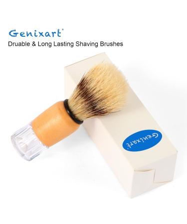 Genixart Shaving Brush Set - Natural Bristles for Personal Wet Shaving at Home & Travel (2 Pieces) - Buy Online on GoSupps.com