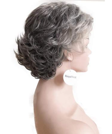 Buy Royalfirst Short Curly Wigs for Women - Silver Grey/White Heat Resistant Synthetic Hair & Wig Cap - International Shipping Available - Buy Online on GoSupps.com