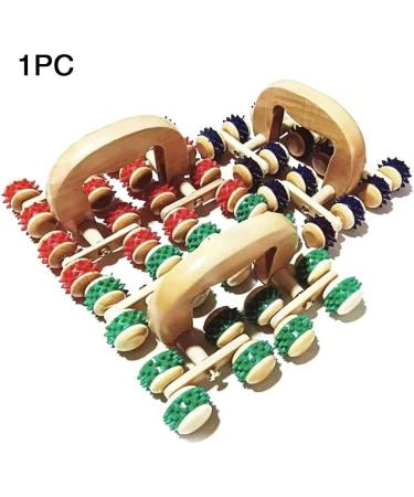 Dyda6 Wooden Handle Massage Scooter - 16 Roller Anti-Cellulite Massager for Stress Relief & Muscle Relaxation | Ideal for Body Shoulders Arms Back & Legs (Blue) - Buy Online on GoSupps.com