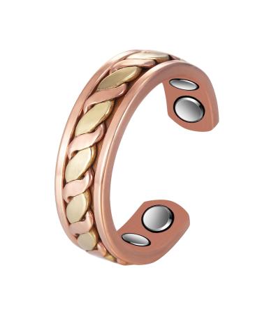 Copper Rings for Women Three Color Gold Pure Copper Adjustable Magnetic Ring Copper Jewelry (2028RG)