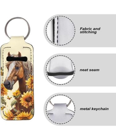 Suobstales Horse Sunflower Butterfly Print Chapstick Holder Keychain Neoprene Lip Balm Holder Lipstick Sleeve Pouch Lip Balm Portable Pocket Lip Gloss Tube Holder Travel Accessories - Buy Online on GoSupps.com
