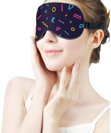 80s 90s Memphis Shape Sleep Mask - Adjustable Strap Eye Cover for Sleeping and Travel - Blocks Light for Night and Nap - Unisex Design - Buy Online on GoSupps.com