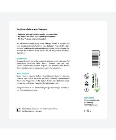 Horse Care24 Mold Shampoo for Horses 5L - Gentle Cleaning & Anti-Yellow Tinge Formula for Bright & Pristine Fur - 5000ml Intensive Care - Buy Online on GoSupps.com