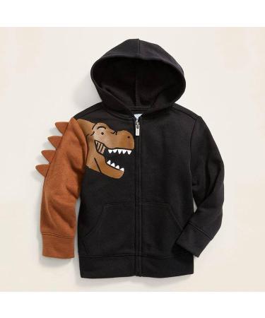 Dinosaur Baby Boys Zip-Up Sweatshirt with Pocket | Black Toddler Pullover | Fall/Winter Kids Clothing | Size 2-3T - Buy Online on GoSupps.com