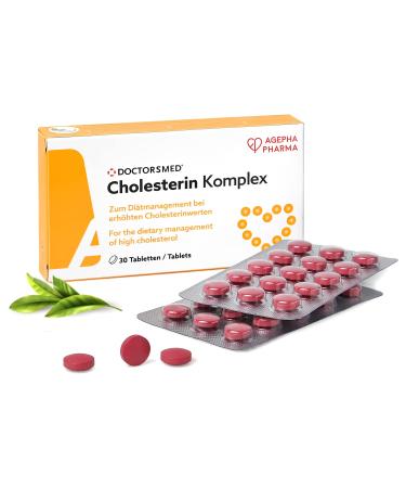DOCTORSMED Cholesterin Komplex | 30 Vegan Tablets | Supplement to Maintain Cholesterol Levels | Red Yeast Rice Extract with Monacolin K | Gluten-Free Lactose-Free | Manufactured in Europe