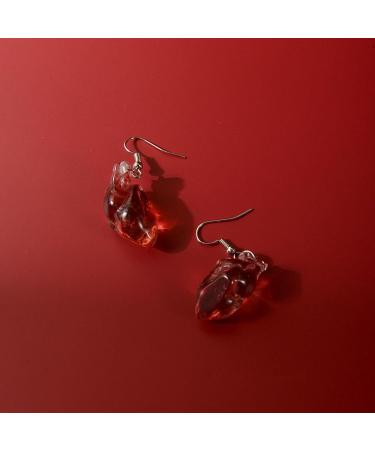 Feylie Gothic Punk Heart Dangling Earrings | Unique Asymmetrical Ear Cuffs for Halloween Party - Buy Online on GoSupps.com