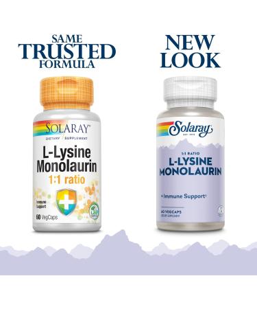 Solaray L-Lysine Monolaurin 1:1 Ratio - 60 Vegetarian Capsules for Immune Support - Buy Online on GoSupps.com