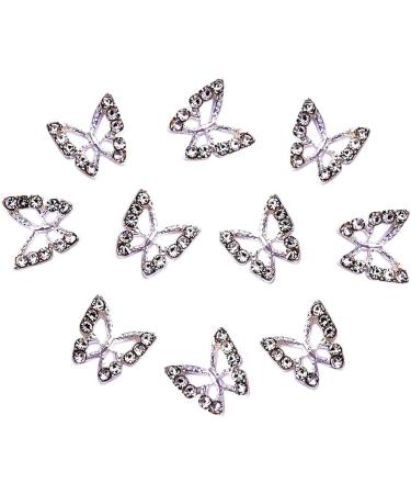 3D Alloy Butterfly Nail Charms - 10pcs Shiny Crystal Metal Gems for Nails | DIY Manicure Jewelry Accessories - Buy Online on GoSupps.com