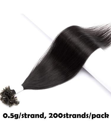 16" Pre Bonded Human Hair Extensions 0.5g*200 Strands #1B Natural Black (100g) - Buy Online on GoSupps.com