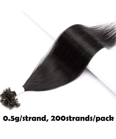 Bonding Extensions | 100% Remy Human Hair U-Tip Extensions - 0.5g/Strand 200 Strands Black #1 50 cm (100g) - International Shipping Available - Buy Online on GoSupps.com