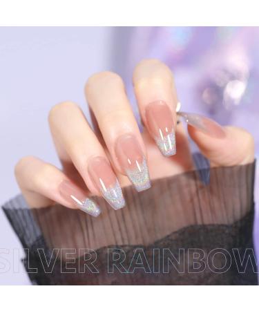 GAOY Cat Eye Gel Nail Polish - Glitter Holographic UV Gel 16ml Reflective Translucent Nail Art in Silver Rainbow (1394) - International Shipping Available - Buy Online on GoSupps.com