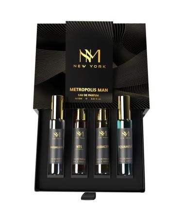 Nou-rish Mantra NM New York Metropolis Man Luxury Perfume Set Of 4 | Premium Luxury Perfumes | birthday gift for men | Perfume For Men long lasting smell | 15 ml Each