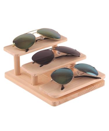 Waoceo glasses stand doll model artifacts storage stand pine wood conductor type glasses stands shop window rack sunglasses rack (size: three layers))