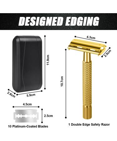 Uraqt Vintage Stainless Steel Safety Razor for Men - 2-Blade Head 10 Blades Travel Case & Mirror - High-Quality Wet Shaving Experience - Buy Online on GoSupps.com