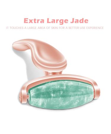 Jade Facial Roller - Real Jade Massager with 3 Interchangeable Heads for Skin Care | Reduce Puffiness & Rejuvenate Skin | Green Jade & Rose Gold Handle - Buy Online on GoSupps.com