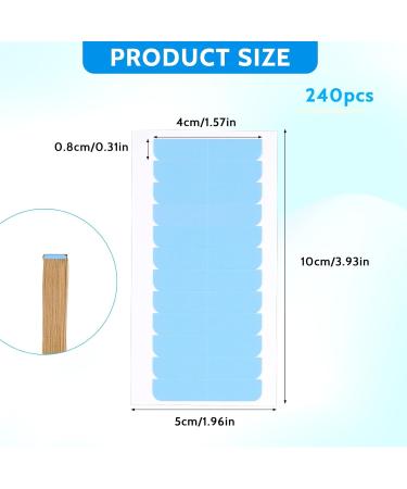 Mozeat Lens 240 Pcs Hair Extension Replacement Tape Strips - Adhesive Wig Band Tabs (4 x 0.8cm) - Blue Striking Real Hair Extension Tape - Buy Online on GoSupps.com