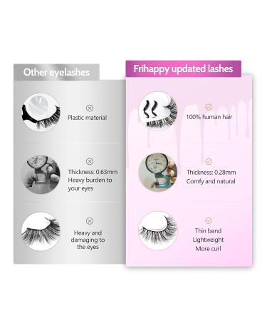 Frihappy 3D Wispy False Eyelashes - Natural Look Hand-made Human Hair & Mink Lashes - Reusable Fake Lashes Pack NL24 - Buy Online on GoSupps.com