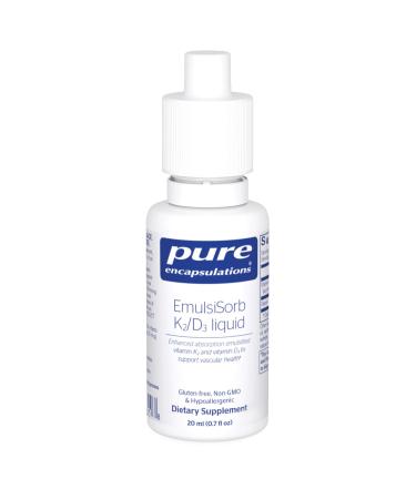 Pure Encapsulations EmulsiSorb K2/D3 Liquid | Enhanced-Absorption Emulsified Vitamin K2 and Vitamin D3 for Vascular Health Support | 0.7 Fl Oz