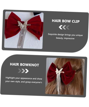 DRESSOOS tassel hair clip Girl Bow Hairpin big bow red bow hair clip crystal bow hair clip Hair Bows for Girls hair barrettes for girls Hair Bowknot Clip rhinestones Miss set copper - Buy Online on GoSupps.com