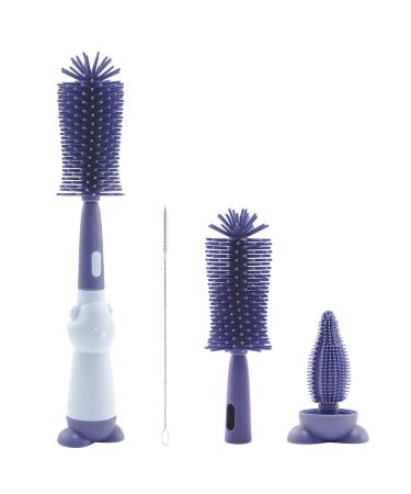 Clundoo Baby bottle brush set three-in-one set bottle brush baby BPA-free suitable for baby-nipples and bottles with soft brush nipple brush cleaner blue