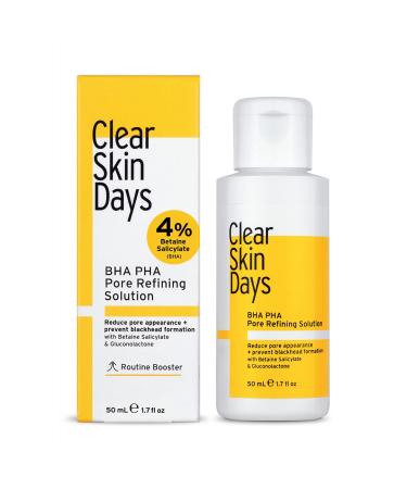 Clear Skin Days 4% BHA & 4% PHA Pore Refining Solution - Liquid Exfoliant Serum for Reduced Pore Appearance Breakout Prevention & Blackhead Control - Acid Combination Treatment - 50ml