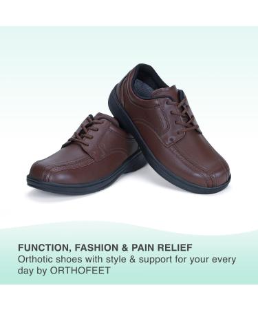Orthofeet Gramercy 14 Wide Brown Men's Plantar Fasciitis Shoes - Heel Pain Relief and Arch Support - Buy Online on GoSupps.com