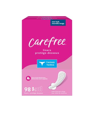 Carefree Original Thong Panty Liner Comfortable Protection Designed for Thong Underwear Regular 98 Count