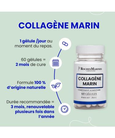 Roches Marines - Marine Collagen Dietary Supplement - Joint Comfort - Skin Beauty - 60 Capsules - Developed in France - Buy Online on GoSupps.com