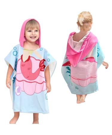 Supgomax hood bathing poncho child poncho towel baby hoods beach towels cartoon absorbent children beach towel child bath towel with hood for beach swimming shower (mermaid 2)