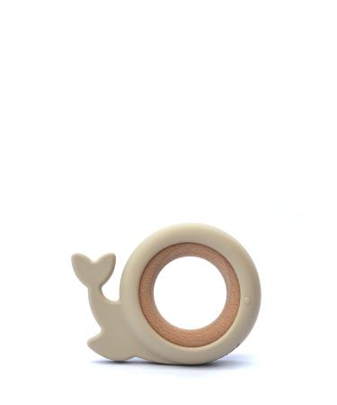 Sally the Whale durable bite ring made of wood and silicone according to LFGB standard soft silicone for toddlers BPA-free handy & relieves for teeth