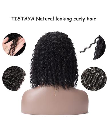 TISTAYA Short Curly Headband Wig for Black Women - 12 Inch Natural Black Synthetic Hair with Water Wave Headbands - Buy Online on GoSupps.com