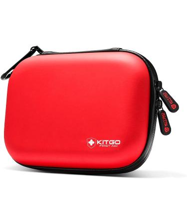 Kitgo Mini First Aid Kit Gift for Doctors, Parents, Travelers, Climbers Compact Medical Emergency Survival Kit, Perfect for Car, Travel, Home, Workplace, Vehicle, Camping (101 Piece-Red) 101 pcs - EVA -Update