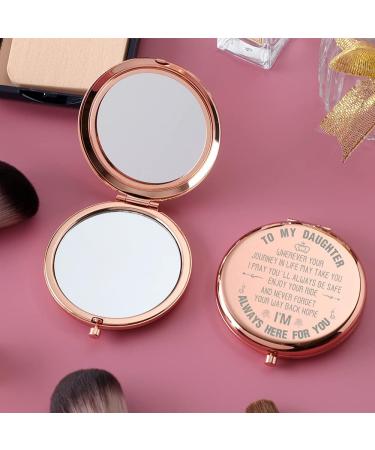 Java Wood Rose Gold Travel Makeup Mirror - Daughter Wedding Bride Gift from Mom & Dad | Daughter Day, Birthday, Graduation, Christmas, Farewell Present | Gifts for Daughter on Wedding Day - Buy Online on GoSupps.com