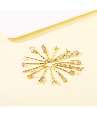 Doromy 15 Packs Rhinestone Faux Pearl Wedding Hair Clips - Elegant Golden Metal Flower Barrettes for Women and Girls - Buy Online on GoSupps.com