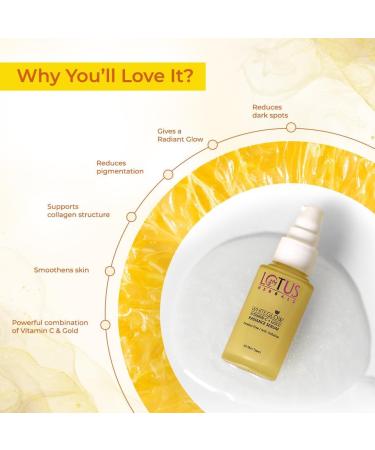 Lotus Herbals Whiteglow Vitamin C And Gold Radiance Face Serum | For Dull & Dry Skin | Brightening & Hydrating | 30ml - Buy Online on GoSupps.com