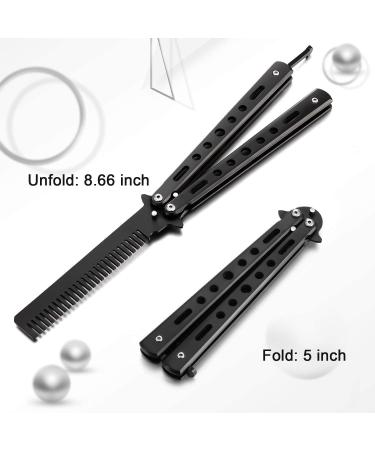 Stainless Steel Butterfly Combs - 2pc Set for Outdoor Hair Styling (Black/Silver) - Buy Online on GoSupps.com