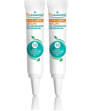 Puressentiel SOS Lip Repairing Gel - Healing Lip Product with Natural Hue - Formulated with Essential Oils and Shea Butter for Hydration - Made with Naturally Derived Ingredients - 0.16 oz (Pack of 2)