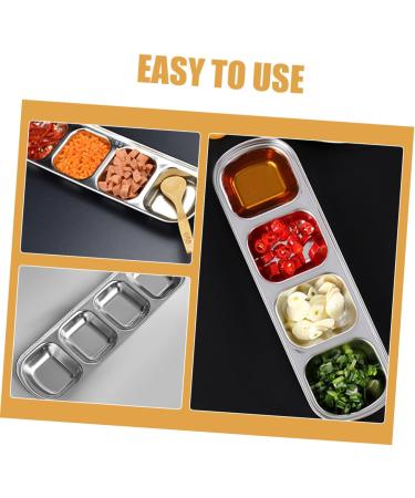 Milisten 2pcs Stainless Steel 4 Compartments Korean Style Plate Dipping Sauce Bowl Seasoning Plate Stainless Steel Sauce Plates Sauce Dishes for Dipping Toddler Mini Small Plate - Buy Online on GoSupps.com