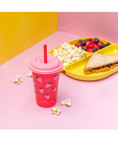 GoGo Reduce 12 oz Plastic Cup Set - 5 Pack, With Straws, Lids, BPA Free, Dishwasher Safe - 5 Fun Designs, Strawberry Banana - 5 Count - Buy Online on GoSupps.com