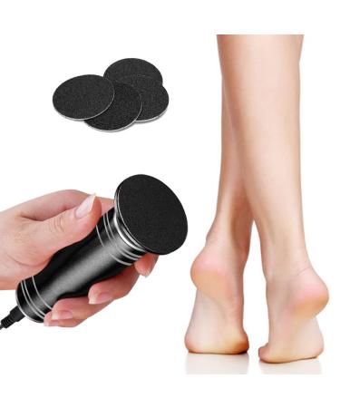 Upgrade Electronic Foot File Grinder (Speed Adjustable) with 60pcs Replacement Sandpaper Disk, krofaue Electric Callus Remover Professional Pedicure Tool for Men Women Dead Cracked Hard Skin Calluses Black 1000r/min