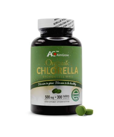 AimGrow Organic Chlorella Chlorella Tablets with Broken Cell Wall Canada Organic 500mg 300 Counts