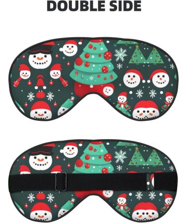 Double-Sided Eye Mask with Christmas Tree & Snowman Print | Soft Light Blocking for Better Sleep Quality - Perfect Holiday Gift - Buy Online on GoSupps.com