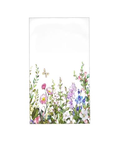 Snrfory Fingertip Towel Watercolor Wildflower Leaves Large Hand Towel for Bathroom Kitchen Spa (15.7x27.5 Inch)