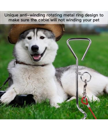 Dog Tie Out Cable with 18" Spiral Ground Stake Spike - Out for Outdoor Yard and Camping - Small to Medium Dogs (18" 45CM Stake 18" 45CM Stake) - Buy Online on GoSupps.com