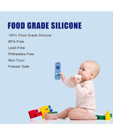 Silicone Remote Control Baby Teething Toy with Pacifier Clip Chain - Blue, 3-18 Months - Buy Online on GoSupps.com