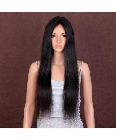 Buy 26 Inch Human Hair Lace Front Wig - Brazilian Virgin Remy Hair 150% Density Free Crown Smooth Black Hair for Women - Buy Online on GoSupps.com